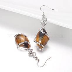 Платиновый оттенок латуни горный хрусталь смешанные камень серьги болтающийся&nbsp;EJEW-JE01702