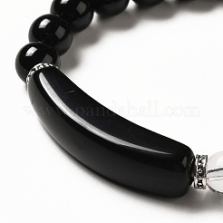 Браслет из бисера из натуральных смешанных драгоценных камней с подвеской в виде сердца для женщин&nbsp;BJEW-K164-B-A