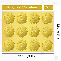 12 лист самоклеящихся наклеек с тиснением золотой фольги&nbsp;DIY-WH0451-050
