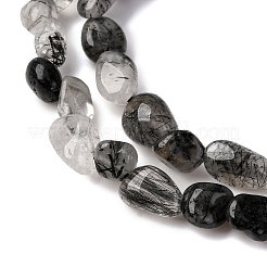 Нити бусин из натурального черного рутилированного кварца&nbsp;G-R445-6x8-18