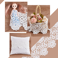 15 ярд хлопковой кружевной ленты с цветочной вышивкой&nbsp;OCOR-WH0086-91B