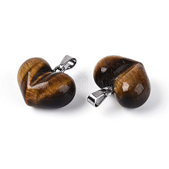 Массивные подвески в форме сердца из натурального тигрового глаза&nbsp;G-T143-19J