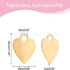 12 шт. подвески из нержавеющей стали 304 двух цветов&nbsp;STAS-UN0037-15