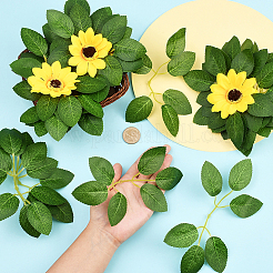 50 шт. искусственные листья розы из пластика и ткани со стеблями&nbsp;AJEW-SP0003-82