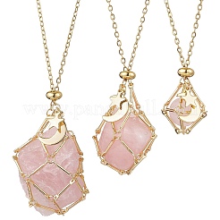 3 шт. 3 стиля 304 нержавеющая сталь пустой мешочек макраме звезда луна кулон кабель цепочка ожерелья&nbsp;NJEW-JN05282