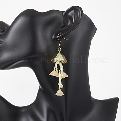 Серьги-подвески из акрила и стеклянных бусин в виде медуз&nbsp;EJEW-MZ00665-01