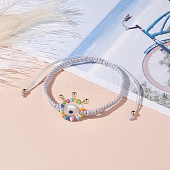 Большой плетеный браслет из бисера от сглаза&nbsp;BJEW-JB07109-04