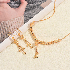 Винтажное латунное колье и серьги с круглыми бусинами и кисточками для женщин.&nbsp;BM2908