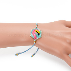 Регулируемые браслеты ручной работы из стеклянных бусин шестигранной формы с звеньями фламинго для женщин&nbsp;TS3719