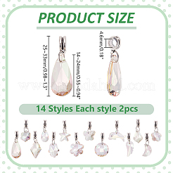 28 шт. 14 стеклянных европейских подвески-шармы&nbsp;PALLOY-WR00020