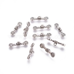 Сплавочные застежка тоггл тибетского стиля&nbsp;TIBE-L003-015AS