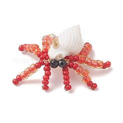 Подвески в виде краба из натуральной ограненной круглой черной шпинели&nbsp;PALLOY-MZ01177