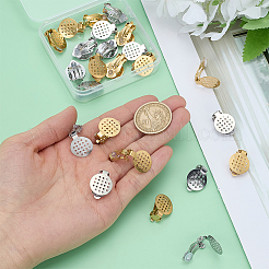 24 шт. 2-х цветная фурнитура для сережек-клипс из нержавеющей стали 304&nbsp;STAS-ME0001-60