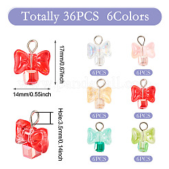 36шт 6 цвета стеклянные подвески&nbsp;FIND-TA0004-21