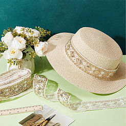 Кружевная отделка из полиэстера с ромбической вышивкой&nbsp;OCOR-WH0090-84B