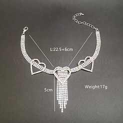 Браслеты на лодыжку из сплава с хрустальными стразами в форме сердца и кисточкой для женщин&nbsp;FS-WG2BEDF-01