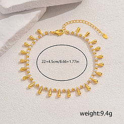 Изысканные браслеты на ногу из латуни и белого пластика с каплевидными кисточками для ежедневного женского праздника&nbsp;XN1022