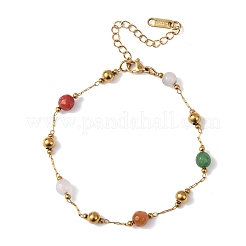 Браслеты из круглых бусин из натурального агата и окрашенного нефрита&nbsp;BJEW-G774-02G