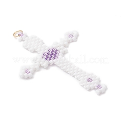 Подвески-кресты из стеклянного бисера&nbsp;PALLOY-MZ00947-02