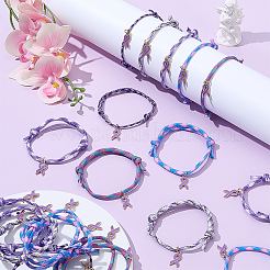 40 шт. 5-цветный сплав эмали фиолетового цвета с подвеской-лентой для осведомленности&nbsp;BJEW-ME00009