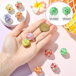 10 шт. 10-х цветные круглые бусины из смолы с фруктовым узором&nbsp;RESI-CJ0004-94