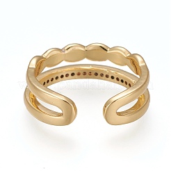 Латунные кольца из манжеты с прозрачным цирконием&nbsp;RJEW-Z003-10G