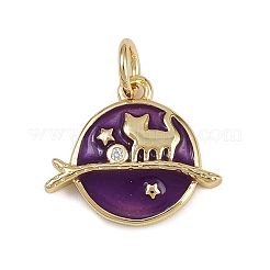 Подвески в форме планеты и кошки из латуни и эмали&nbsp;KK-B150-22G