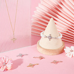 6 шт. 3-цветные латунные подвески-коннекторы с прозрачным кубическим цирконием&nbsp;ZIRC-BBC0001-90