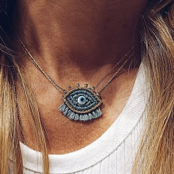 Плетеный шнур стеклянный глаз подвеска женские ожерелья&nbsp;EY5817