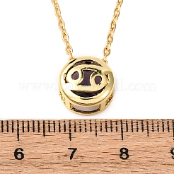 Латунный паве кубический цирконий камень рождения созвездие кулон кабель цепочка ожерелья&nbsp;NJEW-D334-01G-12