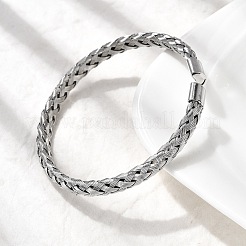 Плетеные браслеты-манжеты из нержавеющей стали 304 для женщин&nbsp;BJEW-A067-07P
