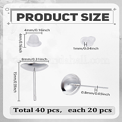 20 шт. фурнитура для сережек-гвоздиков из нержавеющей стали 304&nbsp;STAS-LP0005-42