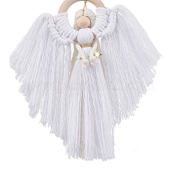 3 шт. 3-х цветный ангел из дерева и хлопковых нитей подвеска украшение&nbsp;HJEW-JM02406