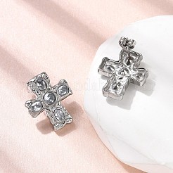 6 пара серег-гвоздиков с крестом из нержавеющей стали 304 с кубическим цирконием&nbsp;EJEW-P330-01A