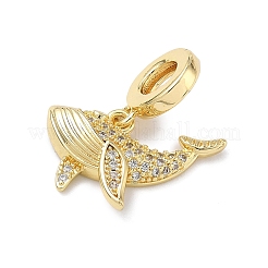 Латунные подвески с микропаве из прозрачных кубических цирконий в виде морских животных в европейском стиле&nbsp;KK-Z143-02G-05