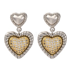 Серьги с подвесками из латуни с прозрачным фианитом и прозрачным фианитом&nbsp;EJEW-D322-01P