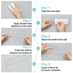 Прямоугольный акриловый настенный держатель-органайзер для расчесок с 3 слотом для ванной комнаты&nbsp;ODIS-WH0043-218B