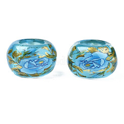 Прозрачные акриловые бусины с цветочным принтом&nbsp;TACR-S160-01-B02