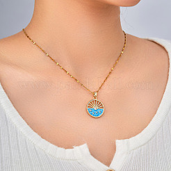 Латунные прозрачные кубические цирконии и эмалевые диски с полыми цветочными подвесками для женщин&nbsp;WB8138-1