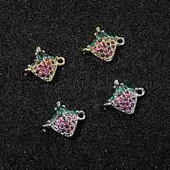 4 шт. 2-х цветные латунные подвески-фигурки с кубическим цирконием и фруктами&nbsp;KK-FS0001-73B