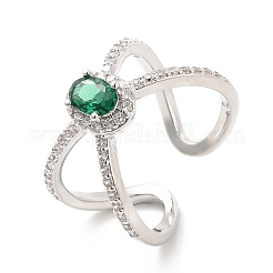 Кольца-манжеты из латуни с микропаве из кубического циркония&nbsp;RJEW-E064-20