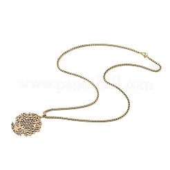 201 полая цепочка-подвеска из нержавеющей стали с подвеской в виде дерева жизни&nbsp;LS-NJEW-M086-04G