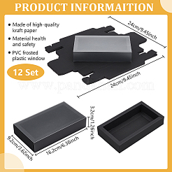 Картонные ящики для хранения подарков с прозрачной крышкой&nbsp;CON-WH0092-72C-02