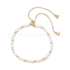 Натуральные искусственные пресноводные и латунные браслеты-слайдеры&nbsp;BJEW-JB13324-02