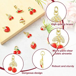 12 шт. 6 стиля латунные подвески с микропаве и кубическим цирконием&nbsp;KK-CJ0002-88