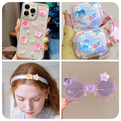 32 шт. двухцветные светящиеся прозрачные кабошоны из смолы в форме звезды&nbsp;RESI-TA0004-28