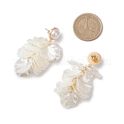 Серьги-гвоздики с имитацией жемчуга из латуни и АБС-пластика Petaline&nbsp;EJEW-TA00777