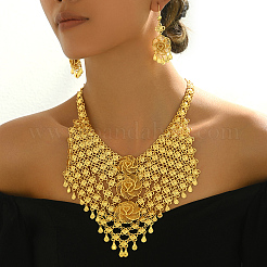 Роскошные комплекты из ожерелий и серег с кисточками из цветочного сплава для женщин&nbsp;FJ5818