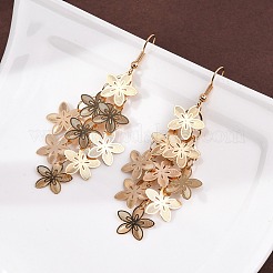 Серьги-подвески в форме цветка из нержавеющей стали 430&nbsp;EJEW-A137-07KCG