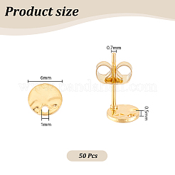 50 шт. 201 нержавеющая сталь плоская круглая фурнитура для сережек-гвоздиков&nbsp;STAS-UN0060-69